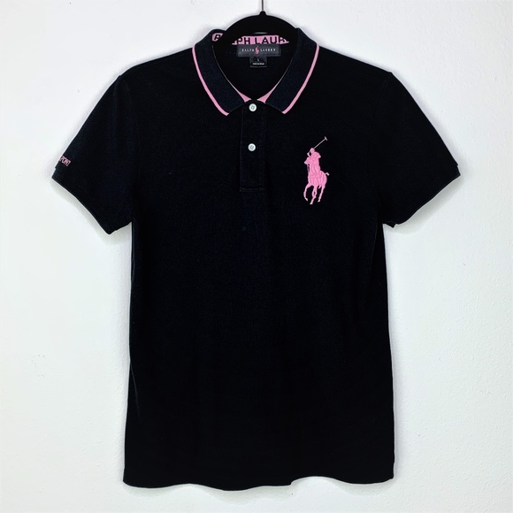 Ralph Lauren Black Polo With Large Pink 